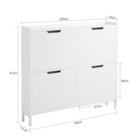 Scarpiera Slim da Ingresso con 4 ante e 4 scomparti Salvaspazio 100x19x91 cm Bianco FSR100-W