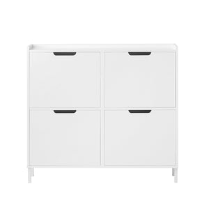 Scarpiera Slim da Ingresso con 4 ante e 4 scomparti Salvaspazio 100x19x91 cm Bianco FSR100-W