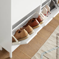 Scarpiera Slim da Ingresso con 4 ante e 4 scomparti Salvaspazio 100x19x91 cm Bianco FSR100-W