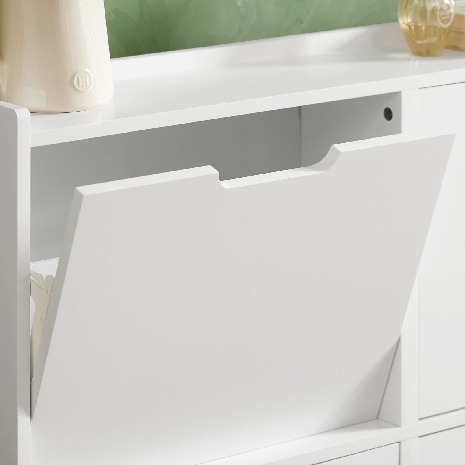 Scarpiera Slim da Ingresso con 4 ante e 4 scomparti Salvaspazio 100x19x91 cm Bianco FSR100-W