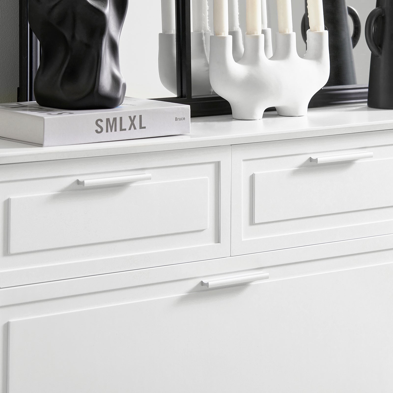 Scarpiera con 2 ribalte, 1 vano a giorno e 1 anta, Scarpiera stretta con cassetti, Bianco, 120x26x111 cm FSR104-W