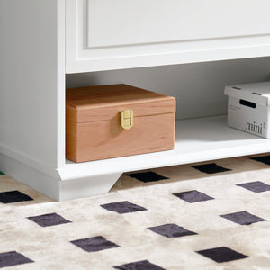 Scarpiera con 2 ribalte, 1 vano a giorno e 1 anta, Scarpiera stretta con cassetti, Bianco, 120x26x111 cm FSR104-W