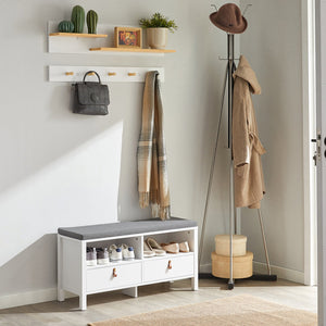 Portachiavi Mobile Ingresso da Muro Appendiabiti Legno Attaccapanni da Muro Scaffale Murale Mensola Scaffale FHK21-WN