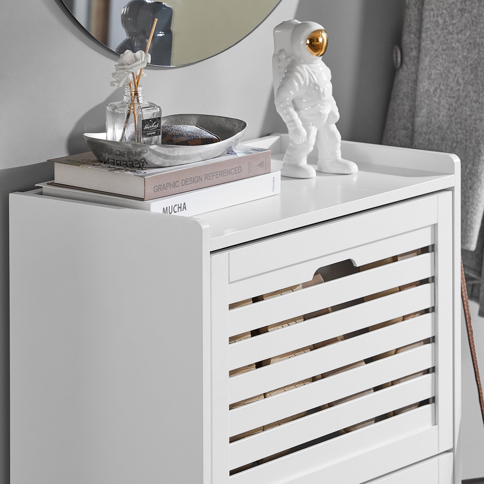 Scarpiera con 3 ribalte Scarpiera con 6 ripiani Portascarpe salvaspazio regolabili bianco, FSR108-W