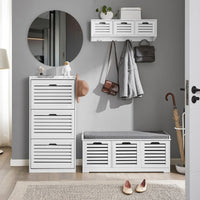 Scarpiera con 3 ribalte Scarpiera con 6 ripiani Portascarpe salvaspazio regolabili bianco, FSR108-W