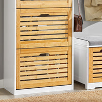 Scarpiera con 3 ribalte Scarpiera con 6 ripiani Portascarpe salvaspazio regolabili Naturale, FSR108-WN