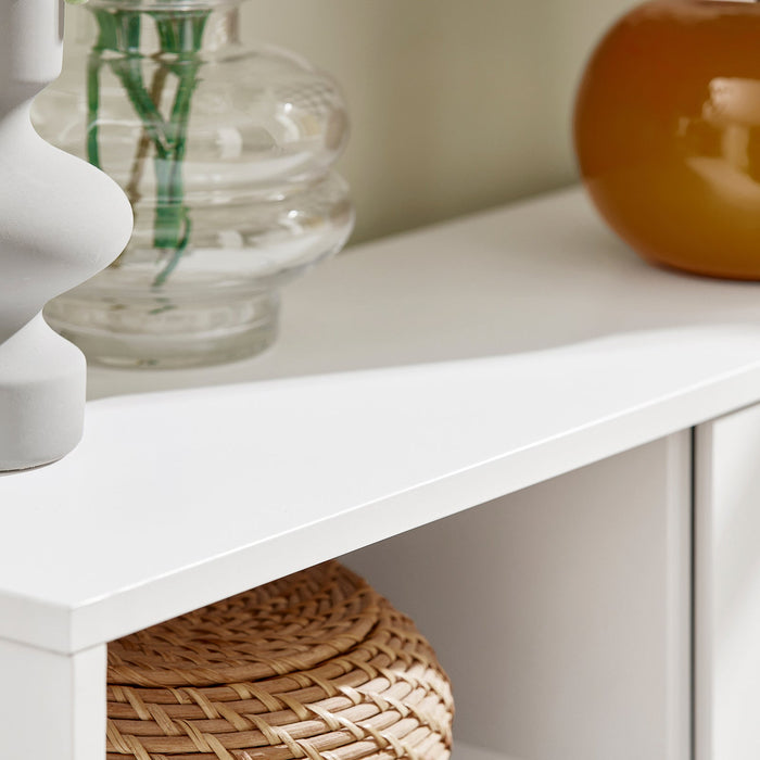 Scarpiera con 2 ribalte, 2 vani a giorno e 1 anta, Portascarpe salvaspazio regolabili bianco FSR111-W