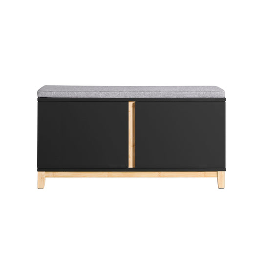 Panca Scarpiera Ingresso Con Seduta, Cassapanca Contenitore Con 2 Ante, 90x34x46cm FSR117-SCH