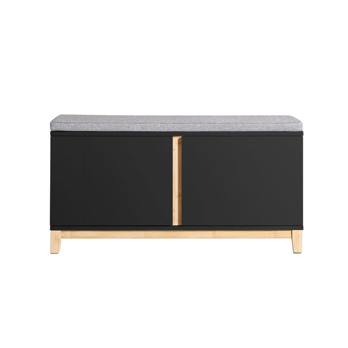 Panca Scarpiera Ingresso Con Seduta, Cassapanca Contenitore Con 2 Ante, 90x34x46cm FSR117-SCH