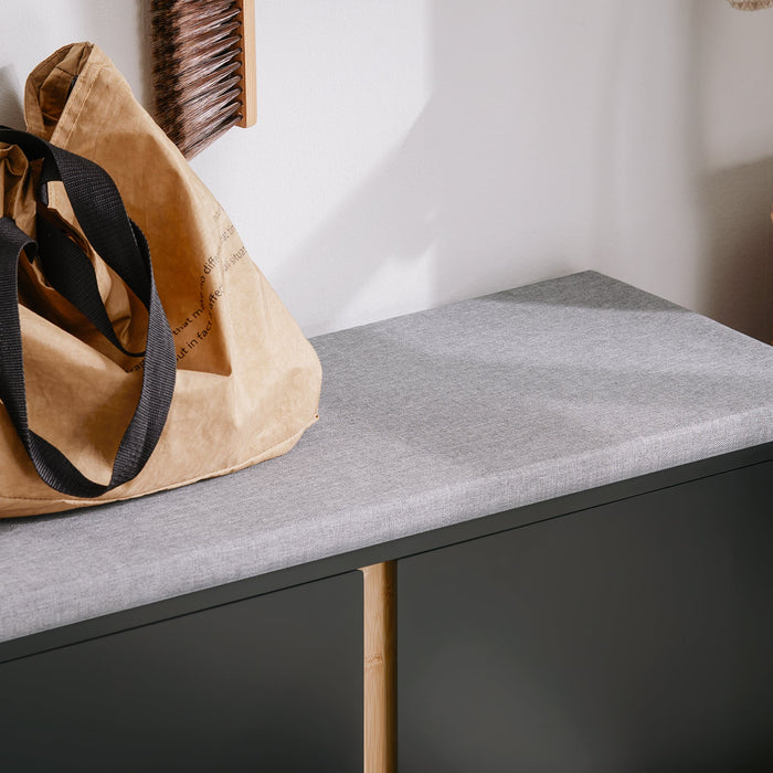 Panca Scarpiera Ingresso Con Seduta, Cassapanca Contenitore Con 2 Ante, 90x34x46cm FSR117-SCH