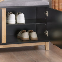 Panca Scarpiera Ingresso Con Seduta, Cassapanca Contenitore Con 2 Ante, 90x34x46cm FSR117-SCH