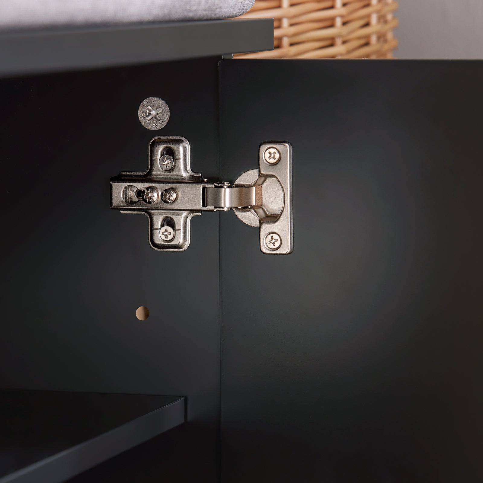 Panca Scarpiera Ingresso Con Seduta, Cassapanca Contenitore Con 2 Ante, 90x34x46cm FSR117-SCH