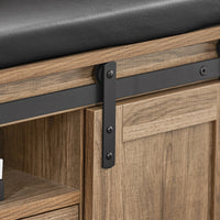 Scarpiera Con Ante Scorrevoli Scarpiera Con Porta Fienile Panca Con Vano Portaoggetti Panca Per Pavimento Marrone Chiaro, L100xP35xA46cm FSR118-BR SoBuy