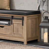 Scarpiera Con Ante Scorrevoli Scarpiera Con Porta Fienile Panca Con Vano Portaoggetti Panca Per Pavimento Marrone Chiaro, L100xP35xA46cm FSR118-BR SoBuy