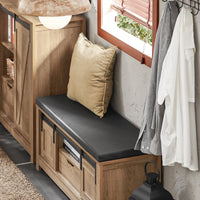 Scarpiera Con Ante Scorrevoli Scarpiera Con Porta Fienile Panca Con Vano Portaoggetti Panca Per Pavimento Marrone Chiaro, L100xP35xA46cm FSR118-BR SoBuy