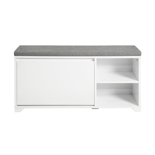 Scarpiera con cuscino Panca con 2 vani portaoggetti Scarpiera salvaspazio Slim, portascarpe salvaspazio Regolabili 90x24x46 cm FSR119-W