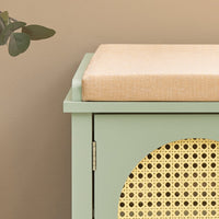 Scarpiera con sedile e ante a traliccio Panca con vano portaoggetti Scarpiera cassettiera Verde 100x34x46cm FSR129-GR SoBuy