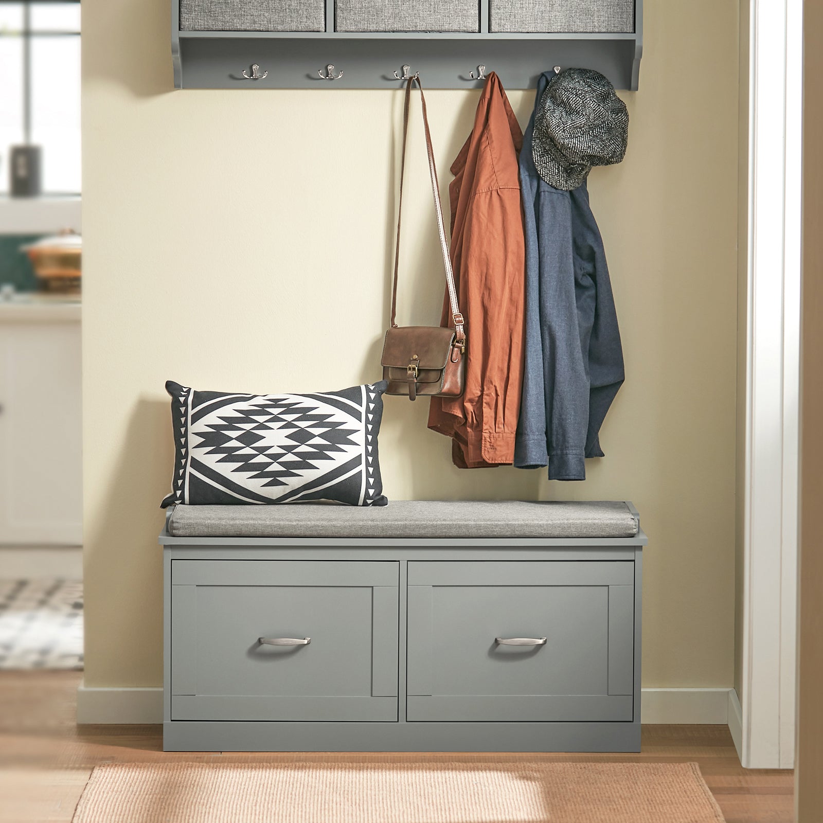 Scarpiera con seduta Panca con vano portaoggetti Panca per ingresso Scarpiera cassettiera 98x37x49cm FSR131-HG