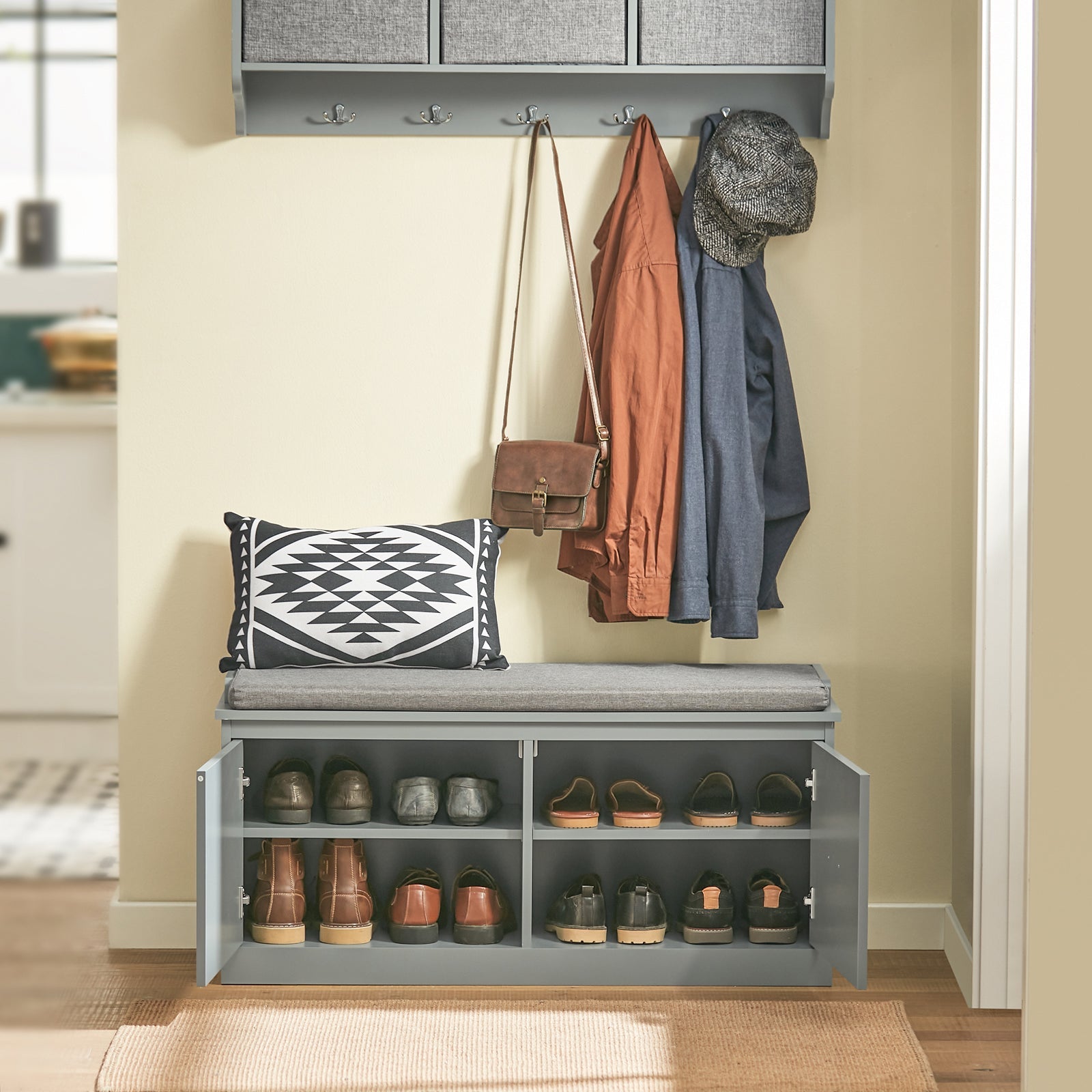 Scarpiera con seduta Panca con vano portaoggetti Panca per ingresso Scarpiera cassettiera 98x37x49cm FSR131-HG