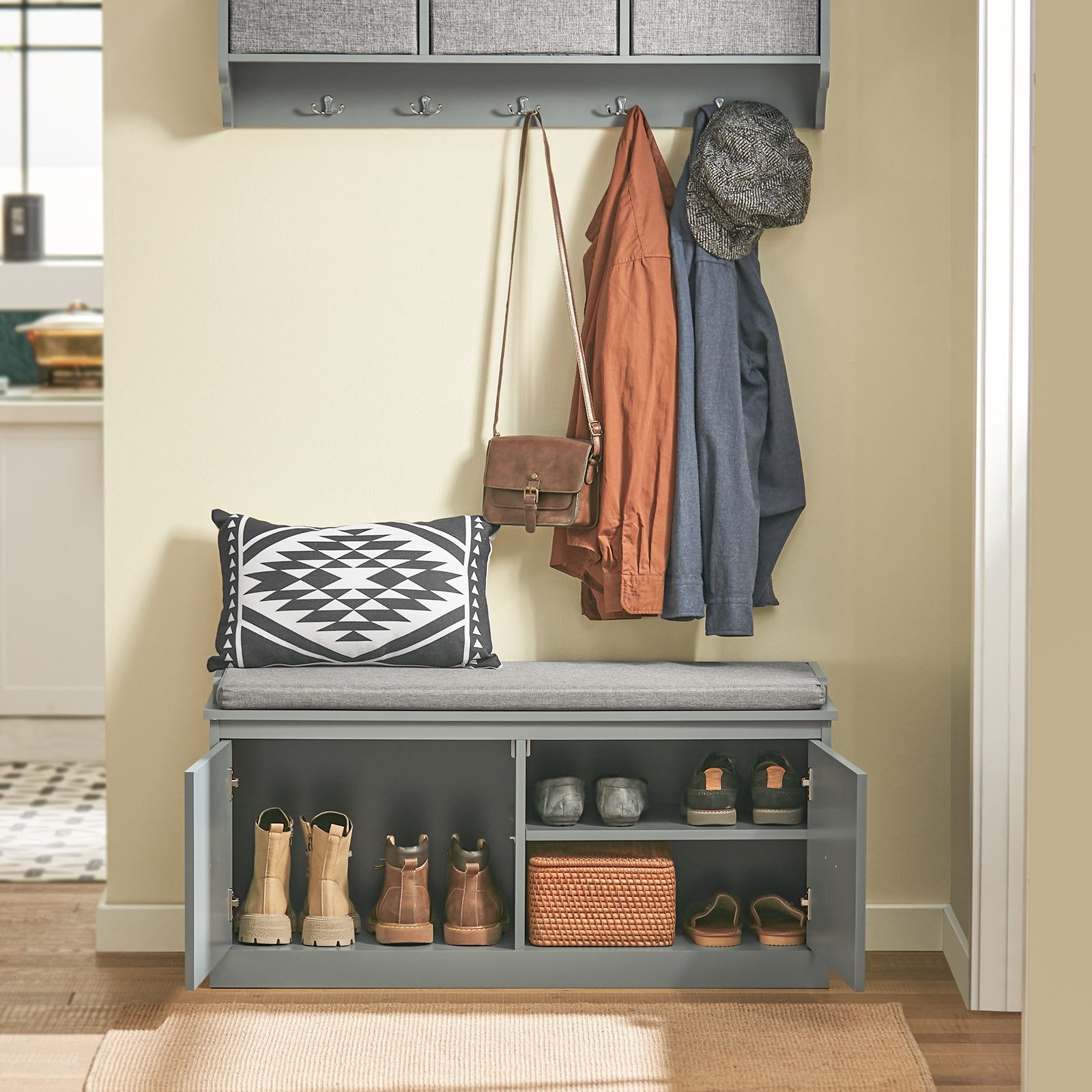 Scarpiera con seduta Panca con vano portaoggetti Panca per ingresso Scarpiera cassettiera 98x37x49cm FSR131-HG