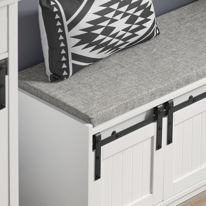 Scarpiera con seduta Panca con vano contenitore scarpiera con ante scorrevoli 120x35x45cm FSR133-W SoBuy