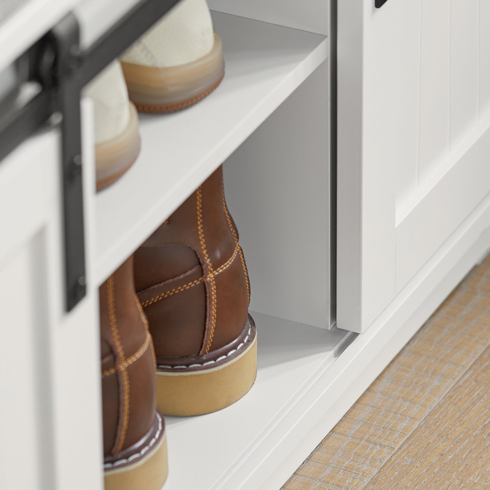 Scarpiera con seduta Panca con vano contenitore scarpiera con ante scorrevoli 120x35x45cm FSR133-W SoBuy