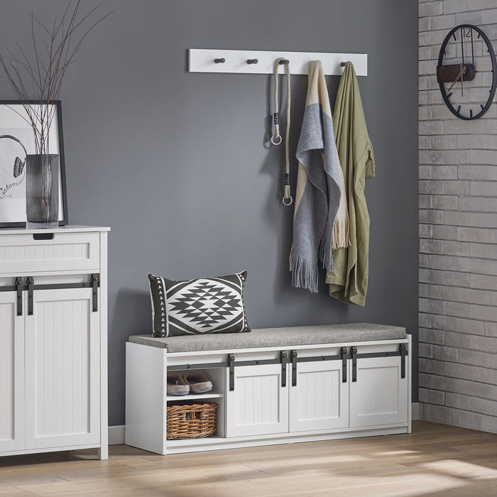 Scarpiera con seduta Panca con vano contenitore scarpiera con ante scorrevoli 120x35x45cm FSR133-W SoBuy