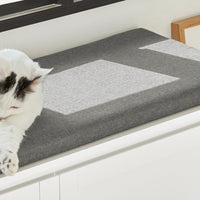 SoBuy Cuccia per gatti con ciotola per gatti in acciaio Inossidabile Panca con seduta Casetta per gatti Bianco 90x36x44cm FSR136-W