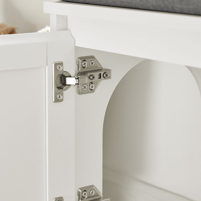 SoBuy Cuccia per gatti con ciotola per gatti in acciaio Inossidabile Panca con seduta Casetta per gatti Bianco 90x36x44cm FSR136-W