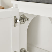 SoBuy Cuccia per gatti con ciotola per gatti in acciaio Inossidabile Panca con seduta Casetta per gatti Bianco 90x36x44cm FSR136-W