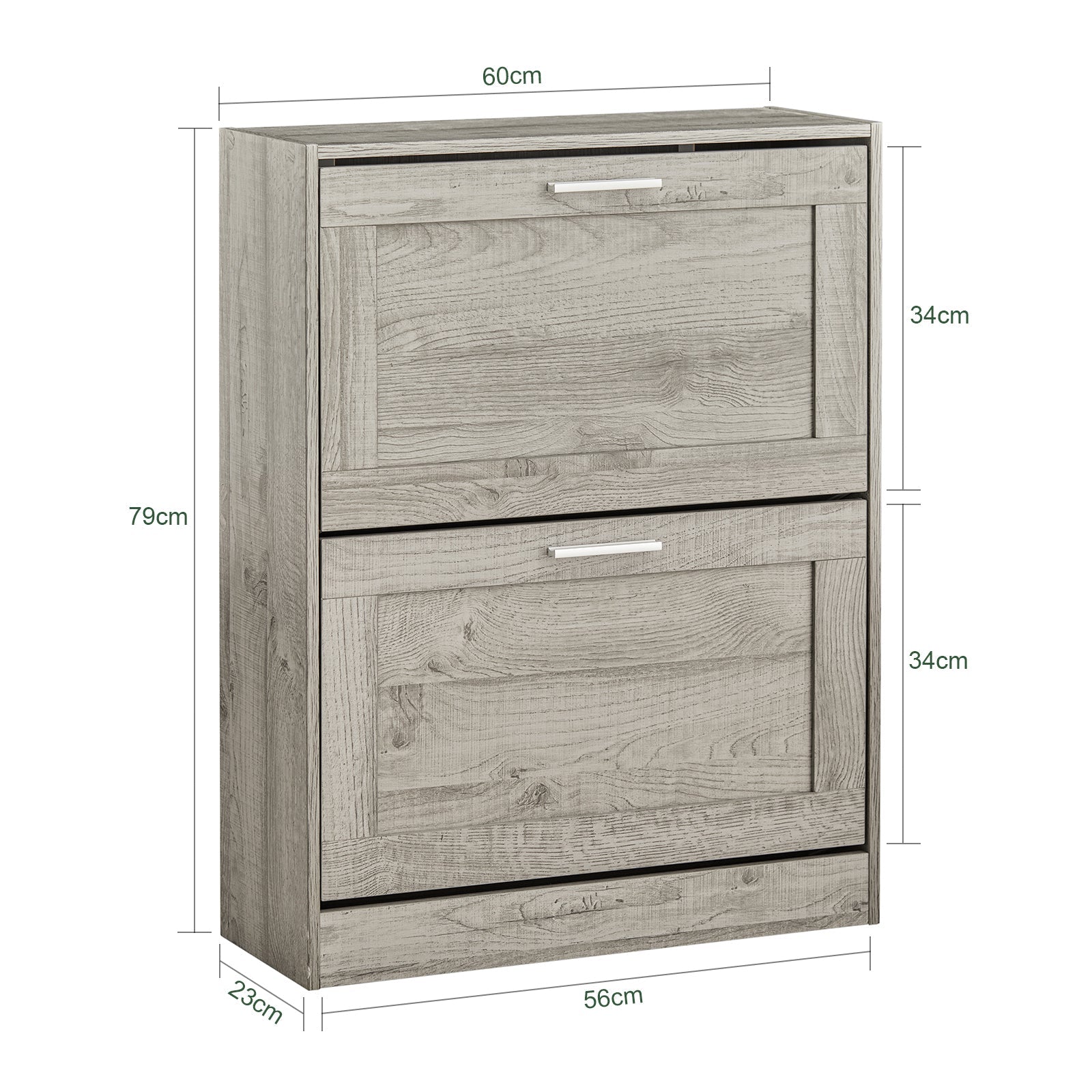 Scarpiera ribaltabile Scarpiera a 2 ribalte Portascarpe salvaspazio Slim, 60x23x79cm Grigio FSR137-HG SoBuy