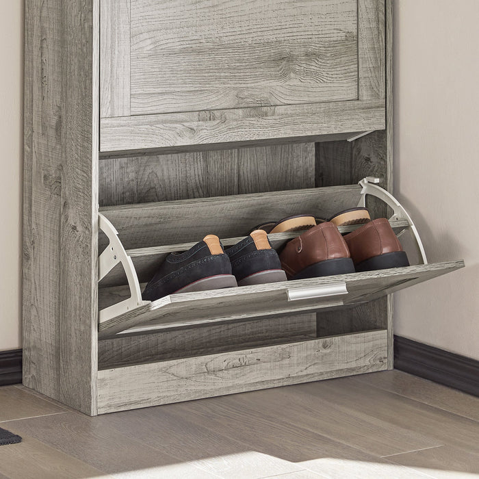 Scarpiera ribaltabile Scarpiera a 2 ribalte Portascarpe salvaspazio Slim, 60x23x79cm Grigio FSR137-HG SoBuy