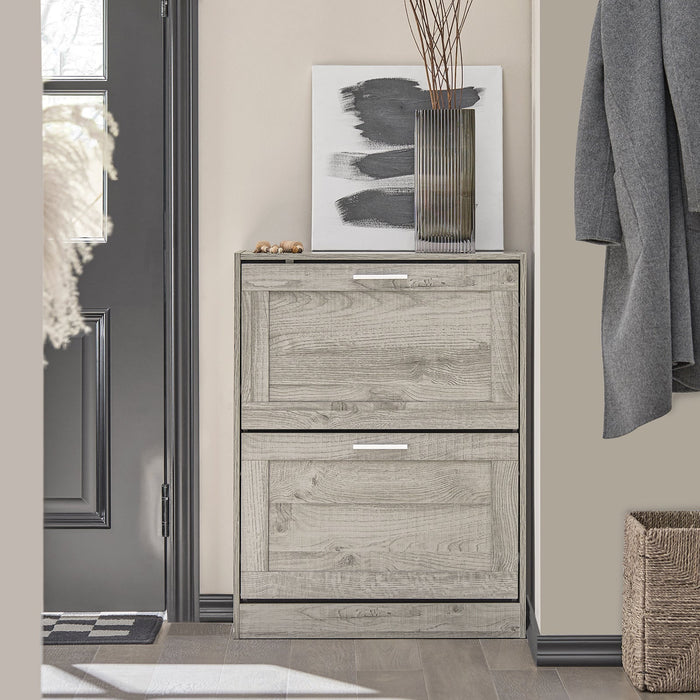 Scarpiera ribaltabile Scarpiera a 2 ribalte Portascarpe salvaspazio Slim, 60x23x79cm Grigio FSR137-HG SoBuy