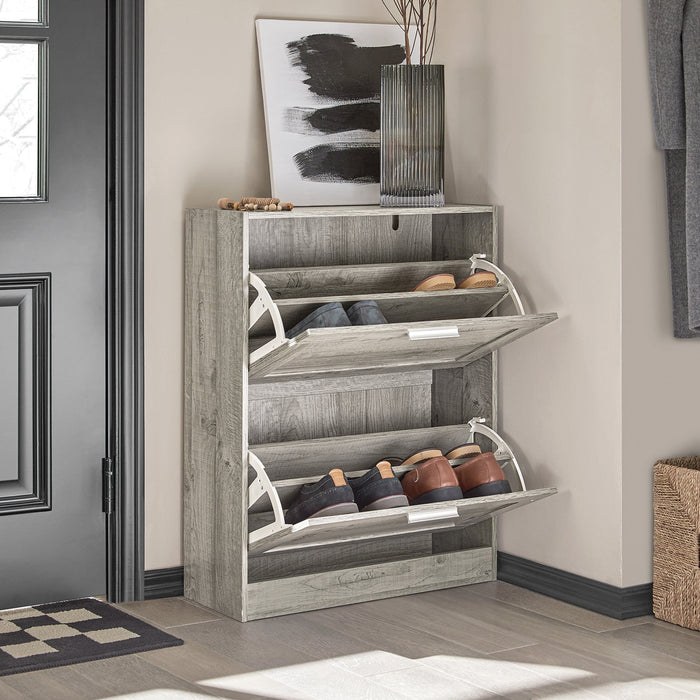 Scarpiera ribaltabile Scarpiera a 2 ribalte Portascarpe salvaspazio Slim, 60x23x79cm Grigio FSR137-HG SoBuy