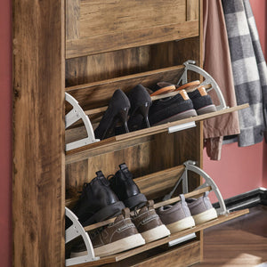 Scarpiera Ribaltabile Scarpiera A 3 Ribalte Portascarpe Salvaspazio Slim, 60x23x115cm, Noce, FSR137-L-F SoBuy