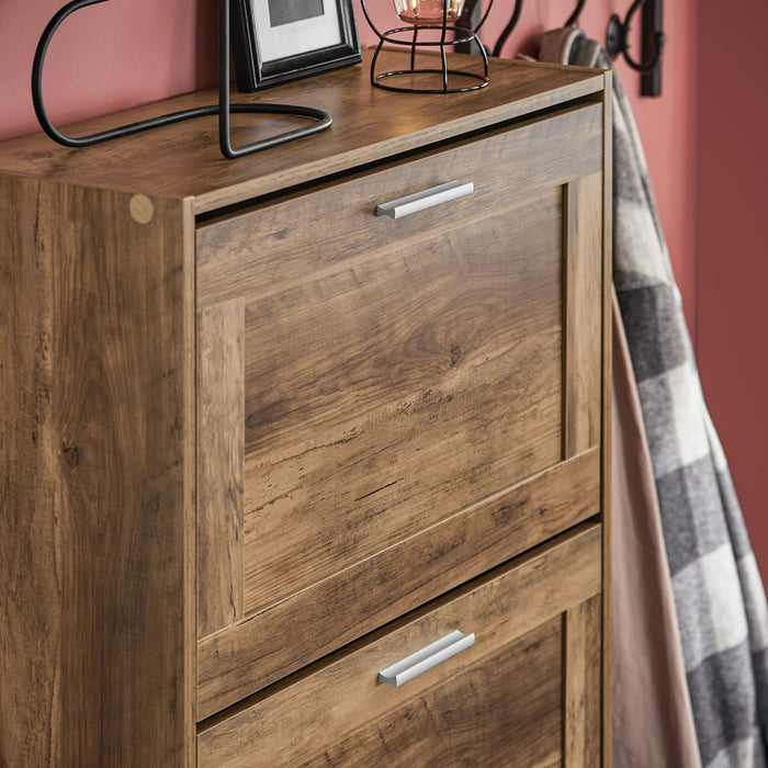 Scarpiera Ribaltabile Scarpiera A 3 Ribalte Portascarpe Salvaspazio Slim, 60x23x115cm, Noce, FSR137-L-F SoBuy