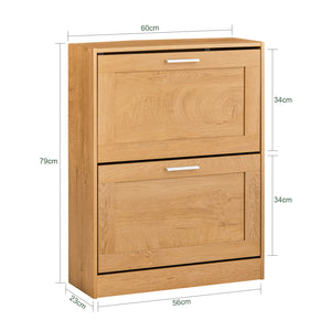 Scarpiera ribaltabile Scarpiera a 2 ribalte Portascarpe salvaspazio Slim, 60x23x79cm Naturale FSR137-N SoBuy