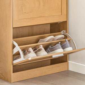 Scarpiera ribaltabile Scarpiera a 2 ribalte Portascarpe salvaspazio Slim, 60x23x79cm Naturale FSR137-N SoBuy