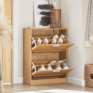 Scarpiera ribaltabile Scarpiera a 2 ribalte Portascarpe salvaspazio Slim, 60x23x79cm Naturale FSR137-N SoBuy
