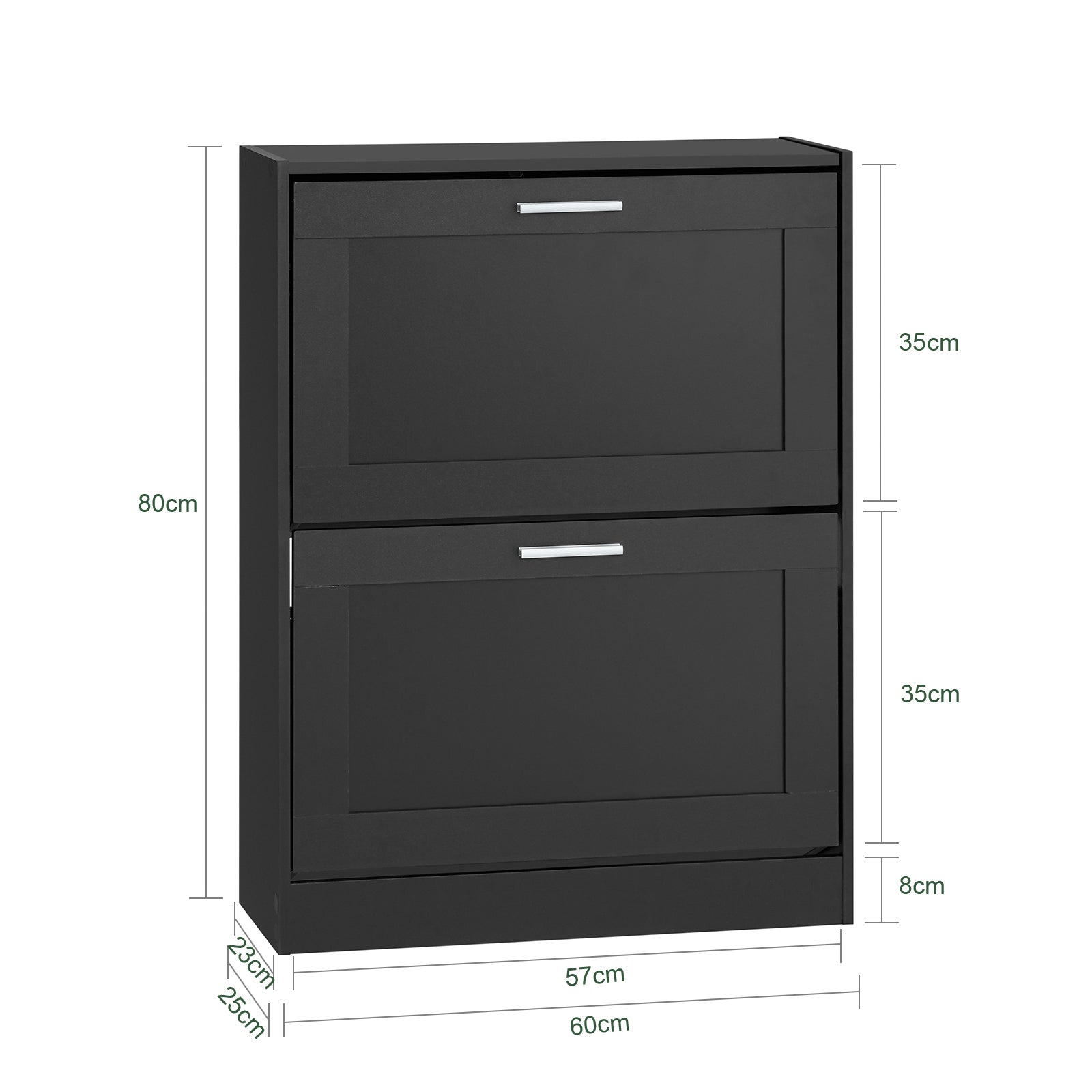 SoBuy Scarpiera ribaltabile Scarpiera a 2 ribalte Portascarpe salvaspazio Slim, 60x25x80cm, Nero, FSR137-SCH