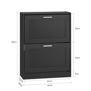 SoBuy Scarpiera ribaltabile Scarpiera a 2 ribalte Portascarpe salvaspazio Slim, 60x25x80cm, Nero, FSR137-SCH