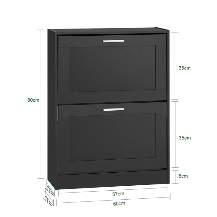 SoBuy Scarpiera ribaltabile Scarpiera a 2 ribalte Portascarpe salvaspazio Slim, 60x25x80cm, Nero, FSR137-SCH