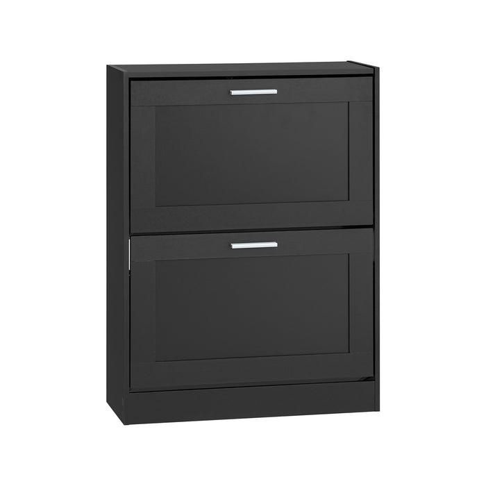 SoBuy Scarpiera ribaltabile Scarpiera a 2 ribalte Portascarpe salvaspazio Slim, 60x25x80cm, Nero, FSR137-SCH
