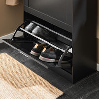 SoBuy Scarpiera ribaltabile Scarpiera a 2 ribalte Portascarpe salvaspazio Slim, 60x25x80cm, Nero, FSR137-SCH