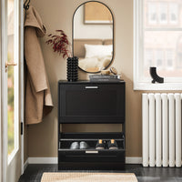 SoBuy Scarpiera ribaltabile Scarpiera a 2 ribalte Portascarpe salvaspazio Slim, 60x25x80cm, Nero, FSR137-SCH