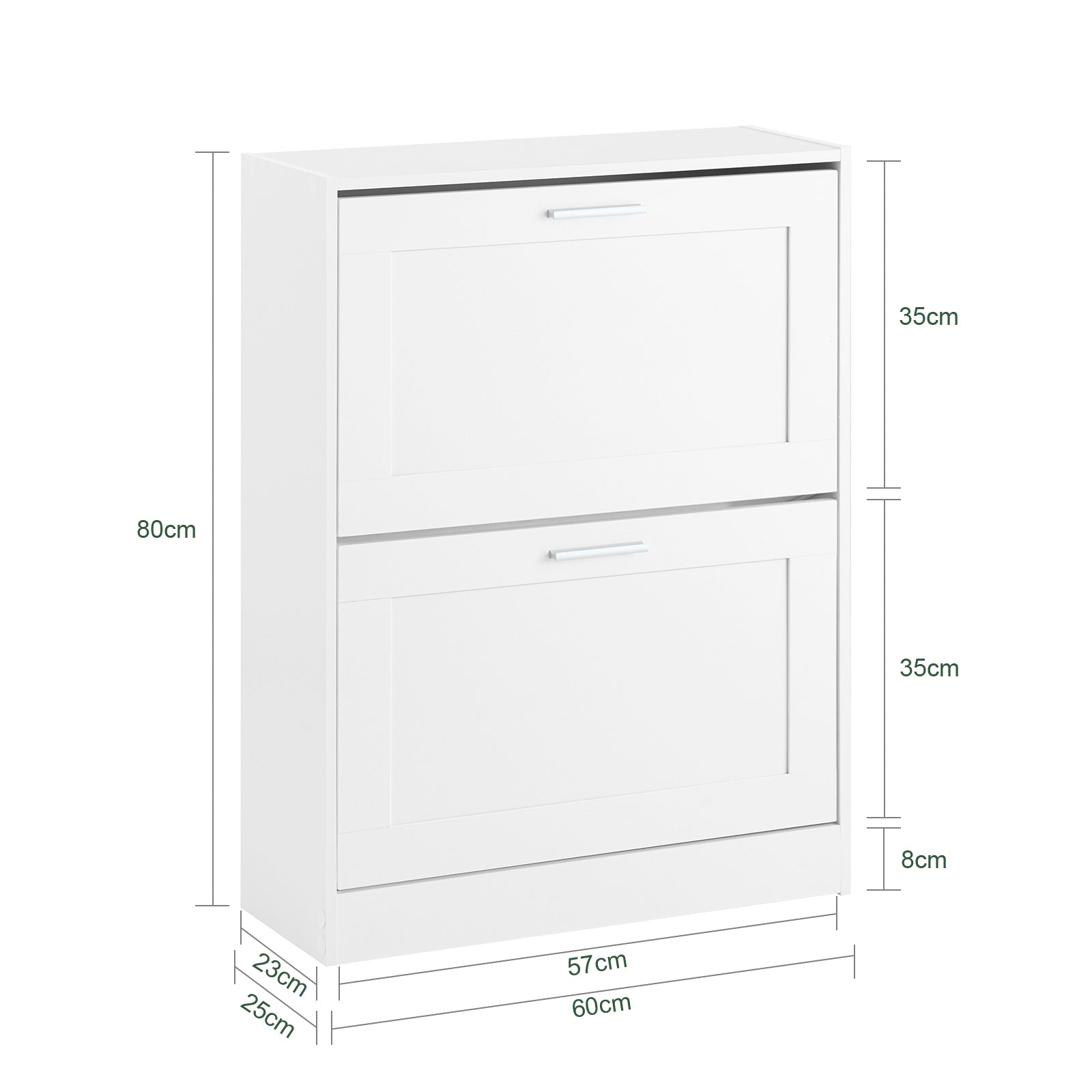 SoBuy Scarpiera Salvaspazio Slim Scarpiera Ingresso a 2 Ribalte - Design Compatto Moderno + Capacità 12 Paia + Adatta a Corridoi Stretti - Bianco 60x25x80cm FSR137-W