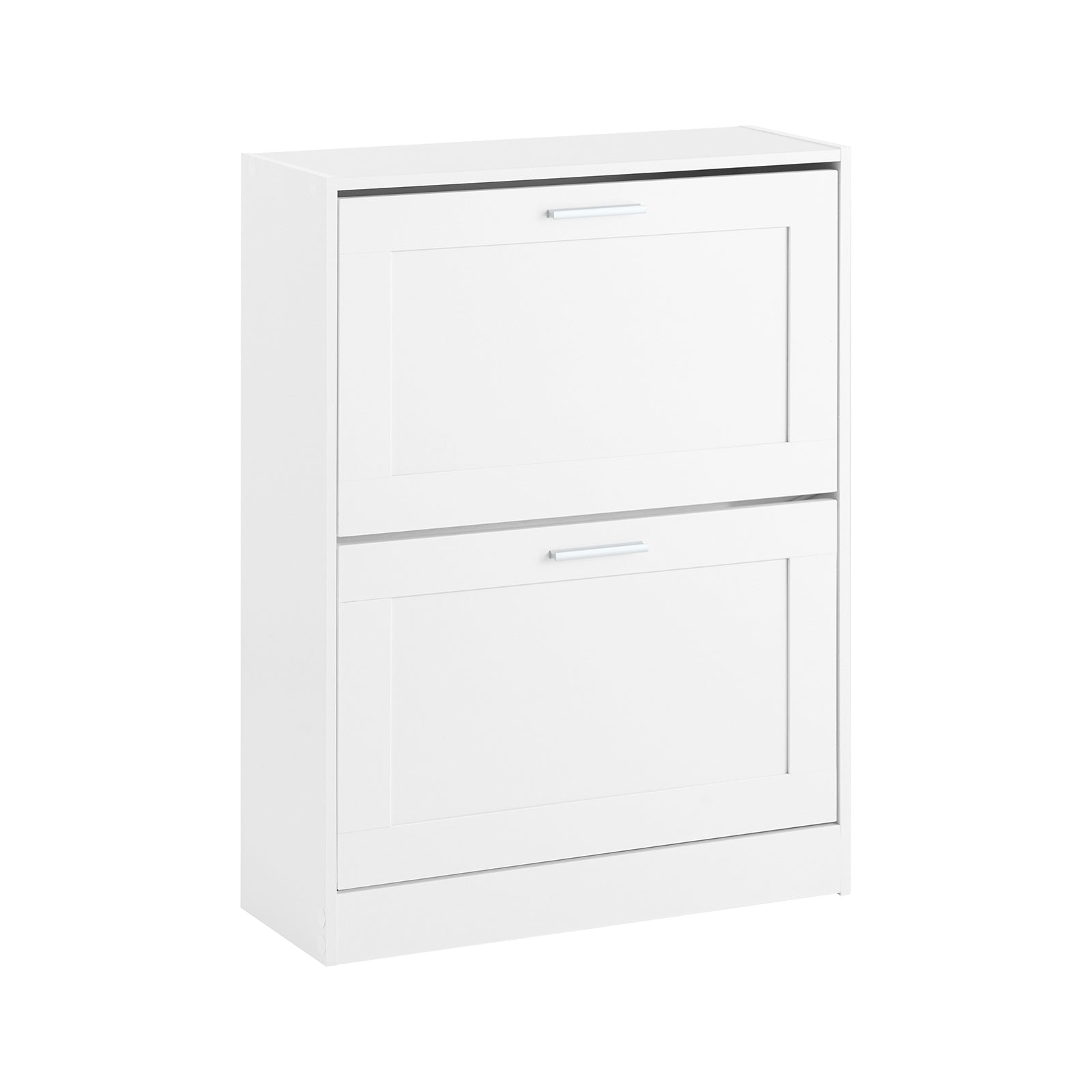 SoBuy Scarpiera Salvaspazio Slim Scarpiera Ingresso a 2 Ribalte - Design Compatto Moderno + Capacità 12 Paia + Adatta a Corridoi Stretti - Bianco 60x25x80cm FSR137-W