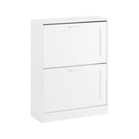 SoBuy Scarpiera Salvaspazio Slim Scarpiera Ingresso a 2 Ribalte - Design Compatto Moderno + Capacità 12 Paia + Adatta a Corridoi Stretti - Bianco 60x25x80cm FSR137-W