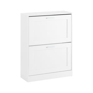 SoBuy Scarpiera Salvaspazio Slim Scarpiera Ingresso a 2 Ribalte - Design Compatto Moderno + Capacità 12 Paia + Adatta a Corridoi Stretti - Bianco 60x25x80cm FSR137-W