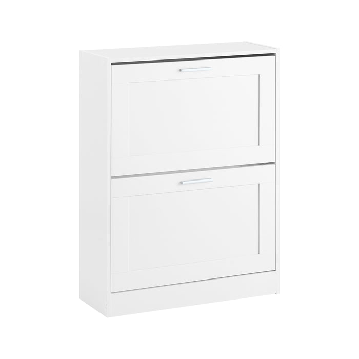 SoBuy Scarpiera Salvaspazio Slim Scarpiera Ingresso a 2 Ribalte - Design Compatto Moderno + Capacità 12 Paia + Adatta a Corridoi Stretti - Bianco 60x25x80cm FSR137-W